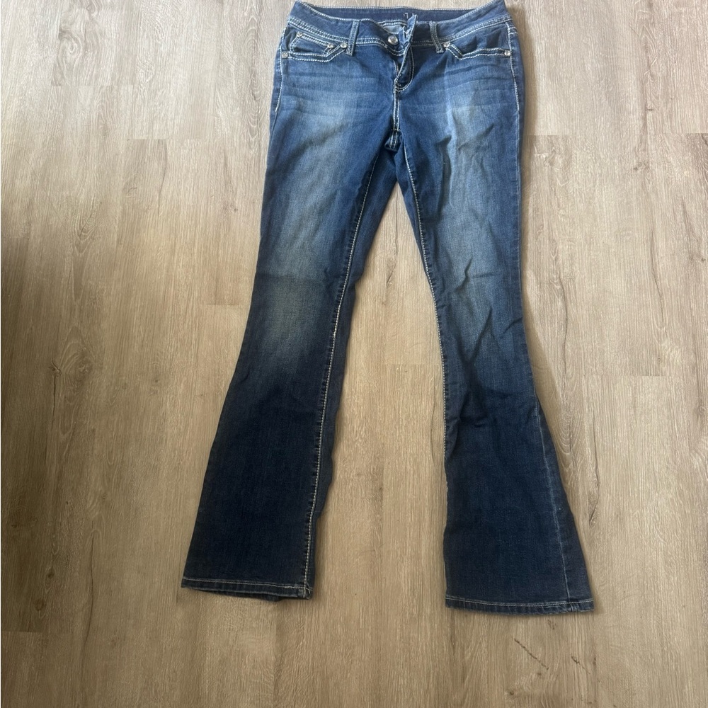 Wrangler Blue Boot Cut Jeans with Fake Diamond Accents